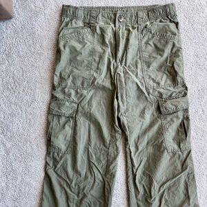 Olive Green Wide-Leg Cargo Pants